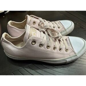 Converse All Star‎ Leather Sneakers Low Top Casual Shoes Pink Gold Eyelets 8